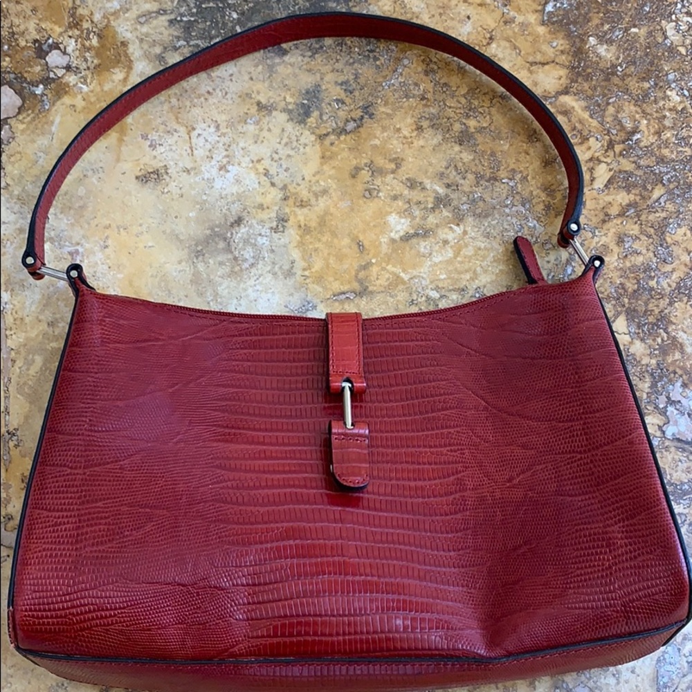 Ann Taylor embossed leather/zipper & snap/shoulder